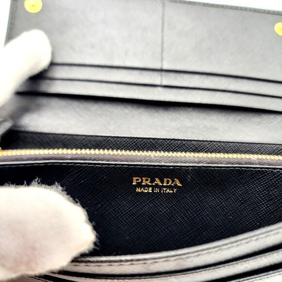 PRADA Saffiano Bow Continental Wallet Black 100% Authentic - Picture 13 of 16